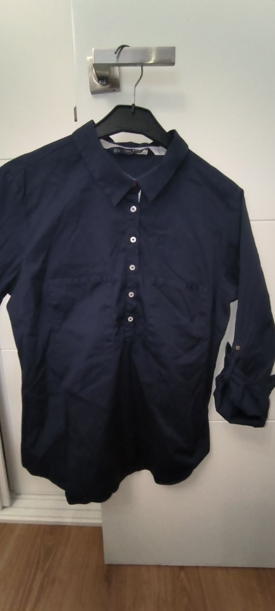 Camisa azul marino Zara Basic