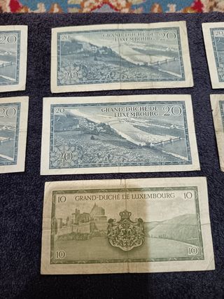 LUSSEMBURGO-LOTTO DI N. 6 BANCONOTE DA 20 FRANCHI.