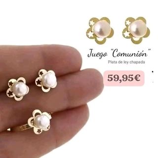 Conjunto anillo y pendiente comunion