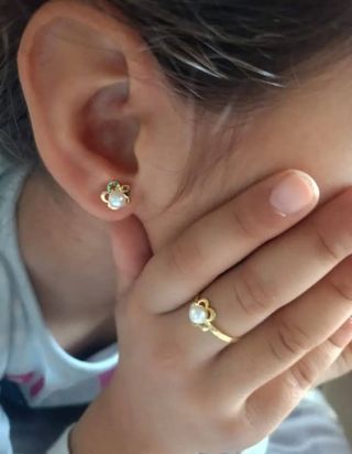 Conjunto anillo y pendiente comunion