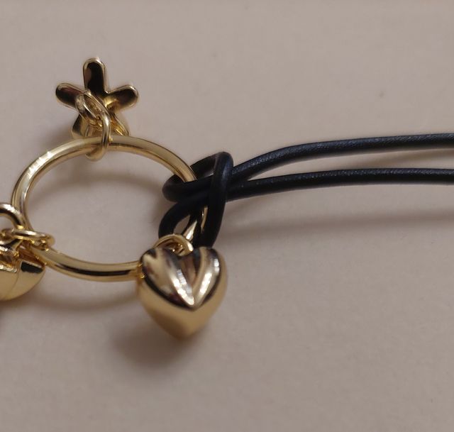 Cerchio con 3 pendenti: quadrifoglio, stella cuore