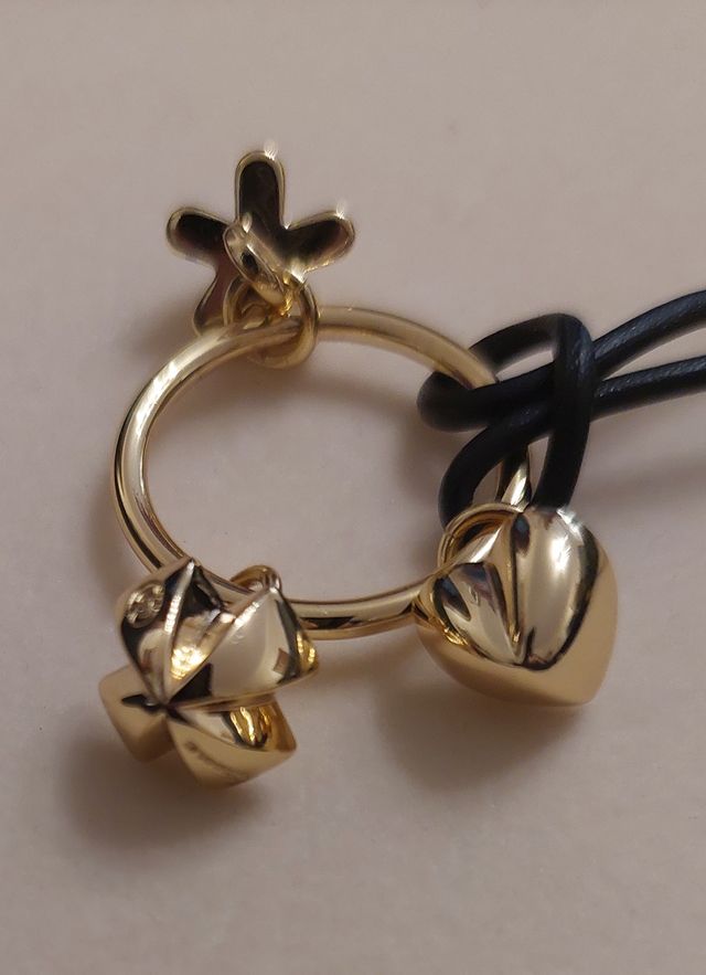 Cerchio con 3 pendenti: quadrifoglio, stella cuore