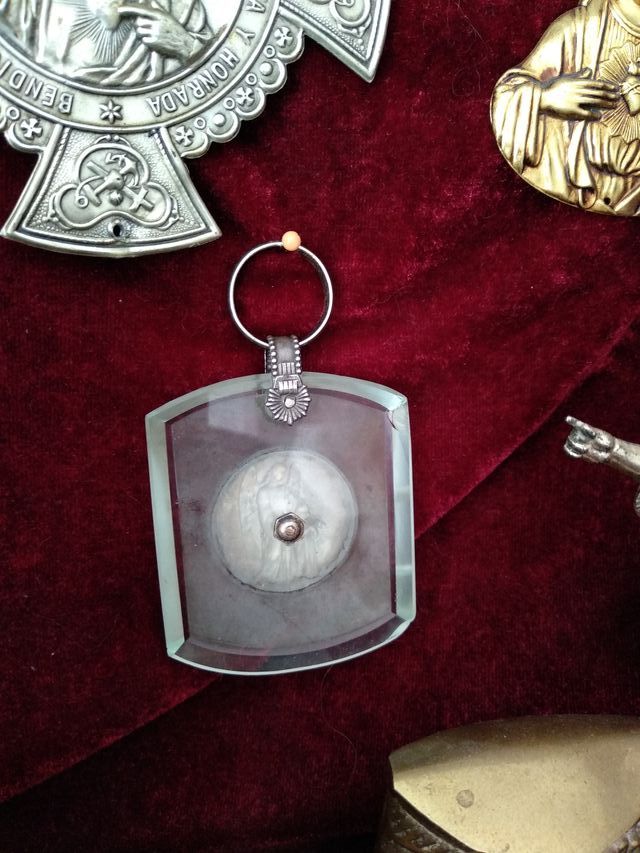 Antigua medalla ángel de la guarda en plata de ley