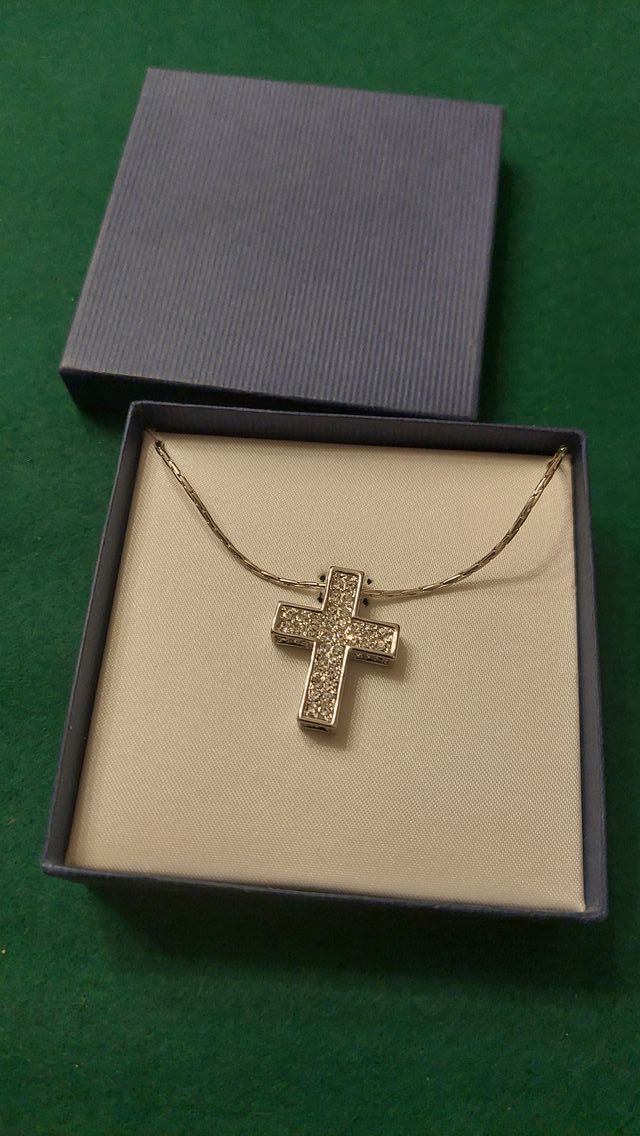 Collana in acciaio con pendente acciaio Swarovski