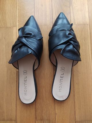 Bailarina cuero con lazo destalonada