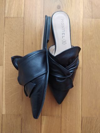 Bailarina cuero con lazo destalonada