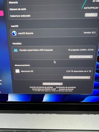 MacBook Pro 16” M1 Max 32GB 4TB  Gris