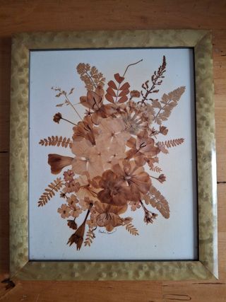 Cuadros de flores secas vintage con firma