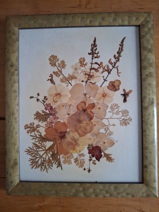 Cuadros de flores secas vintage con firma