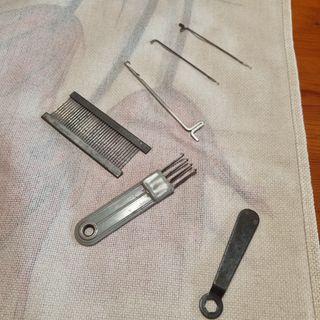 Lote de antigüedades piezas máquina coser