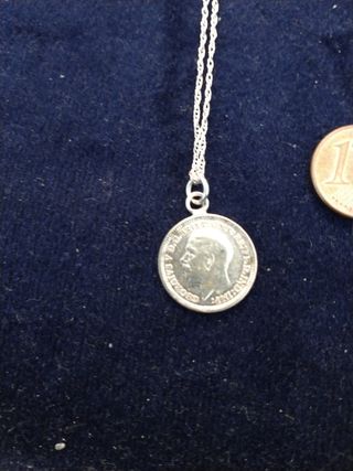 Solid silver 1926 3d coin pendant and chain 
