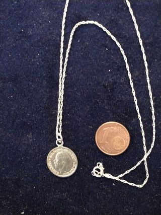 Solid silver 1926 3d coin pendant and chain 