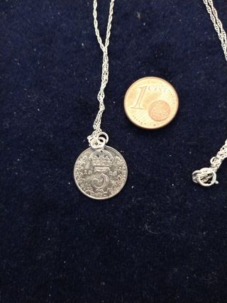 Solid silver 1926 3d coin pendant and chain 