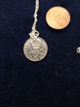 Solid silver 1926 3d coin pendant and chain 