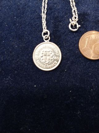 Solid silver 3 penny coin pendant