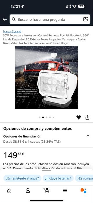 Foco LED 360 con mando + regalo 3 duchicamper