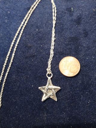 Pentagrama de Plata Pura y Cadena