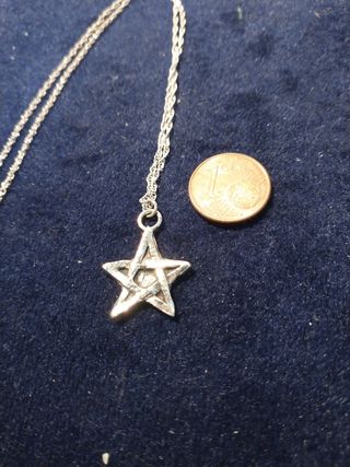Pentagrama de Plata Pura y Cadena