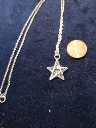 Pentagrama de Plata Pura y Cadena