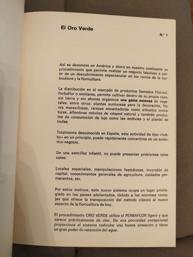 Libro "Oro Verde". Año 1972