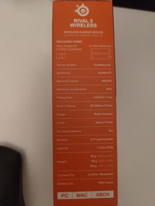 Ratón gaming Stellseries Rival 3 wireless.