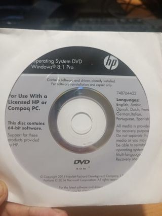 DVD RECOVERY WINDOWS 8.1 HPORIGINAL ESPAÑOL MULTIL