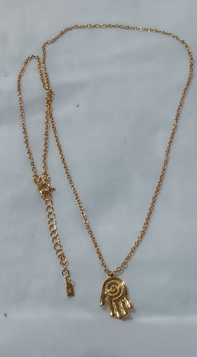 Collar mano Hamsa plata de ley dorado