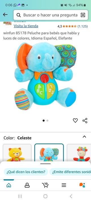Peluche bebé elefante