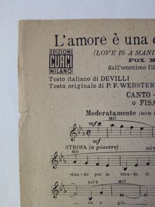 Musica spartito musicale film 1974 raro