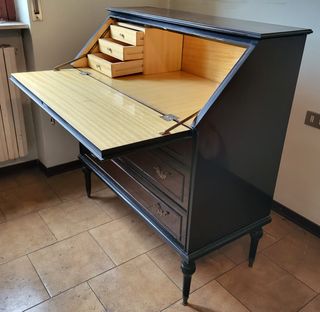 Secretaire Art Déco in legno di noce anni '50