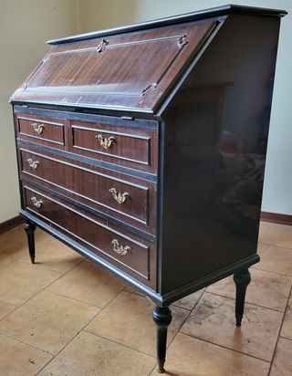 Secretaire Art Déco in legno di noce anni '50