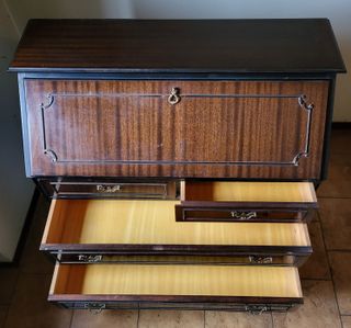 Secretaire Art Déco in legno di noce anni '50