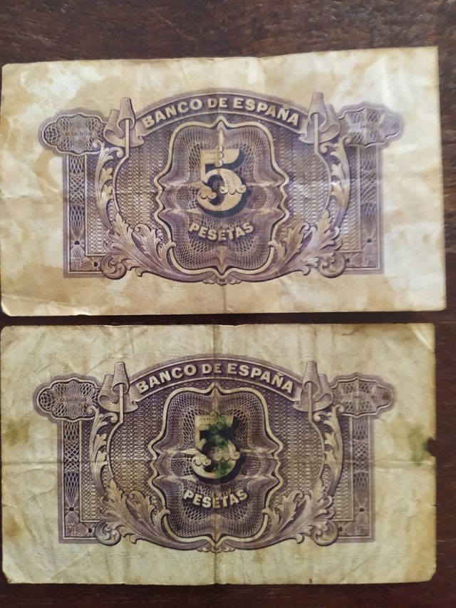 2 billetes 2a República de 5 pesetas