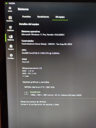 Pc gamer i5-7400 24gb ram  gtx1060 6gb Vram