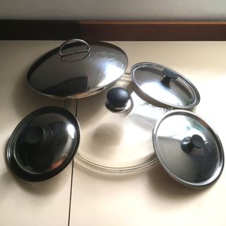 Lotto 5 coperchi pentole vetro e acciaio