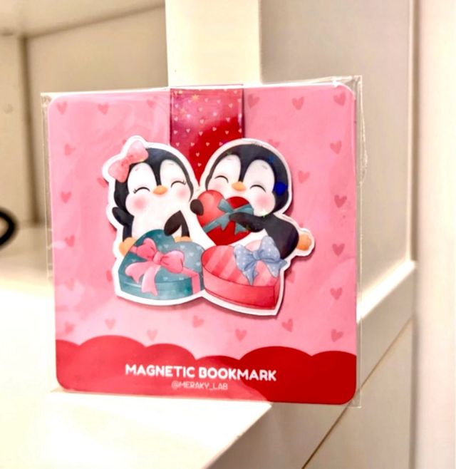 Segnalibro magnetico pinguini innamorati