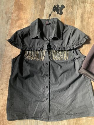 Camisa negra con chaqueta ante mujer T.M. todo 5