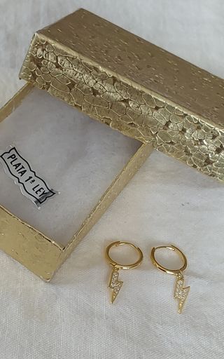 Pendientes plata relampago con zircon