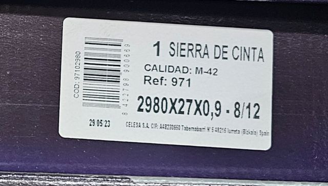 Recambio sierra de cinta 2980x27x0.9 M42 8-12