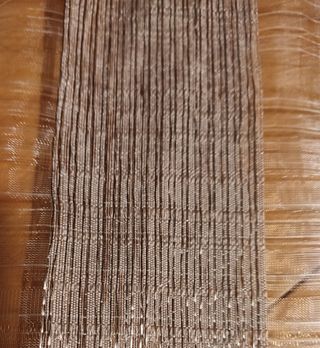 Par cortinas o visillos ollaos beige marrón dorado