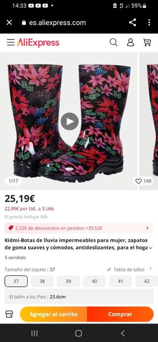 Botas de agua con diseño.T39