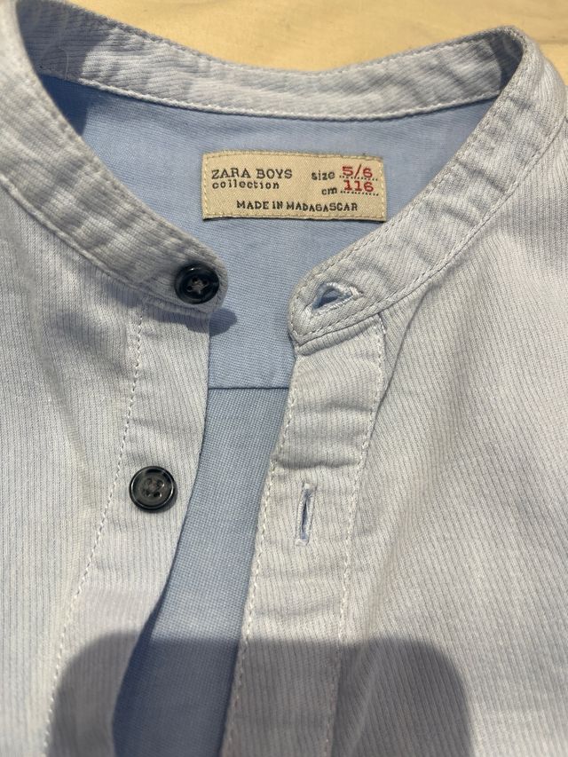 Camisa 6 años cuello maho azul