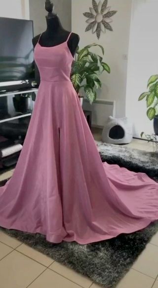 Vestido fiesta corte princesa largo rosa