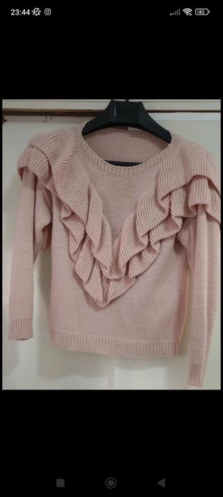 Jersey lana fina rosa bebé 