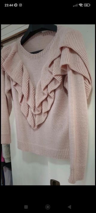 Jersey lana fina rosa bebé 