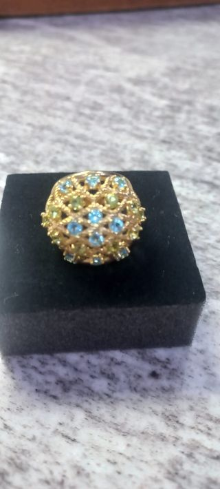 Anello 9 ct con argento e pietre pre