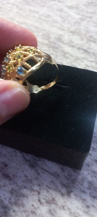 Anello 9 ct con argento e pietre pre