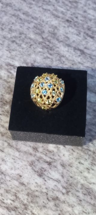 Anello 9 ct con argento e pietre pre