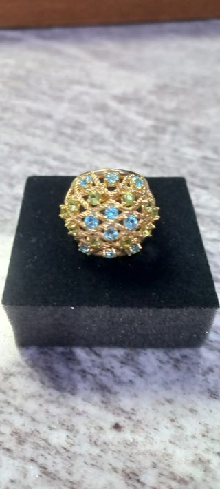 Anello 9 ct con argento e pietre pre