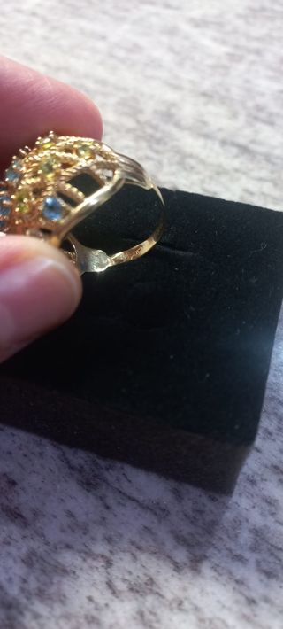 Anello 9 ct con argento e pietre pre